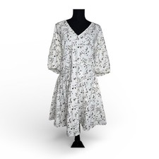 Womens Bell Elbow Sleeve White Floral Mini A-Line Dress Universal Thread XXL New