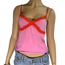Victoria's Secret VS Vintage Lace Trim Pink Y2K Cami Top