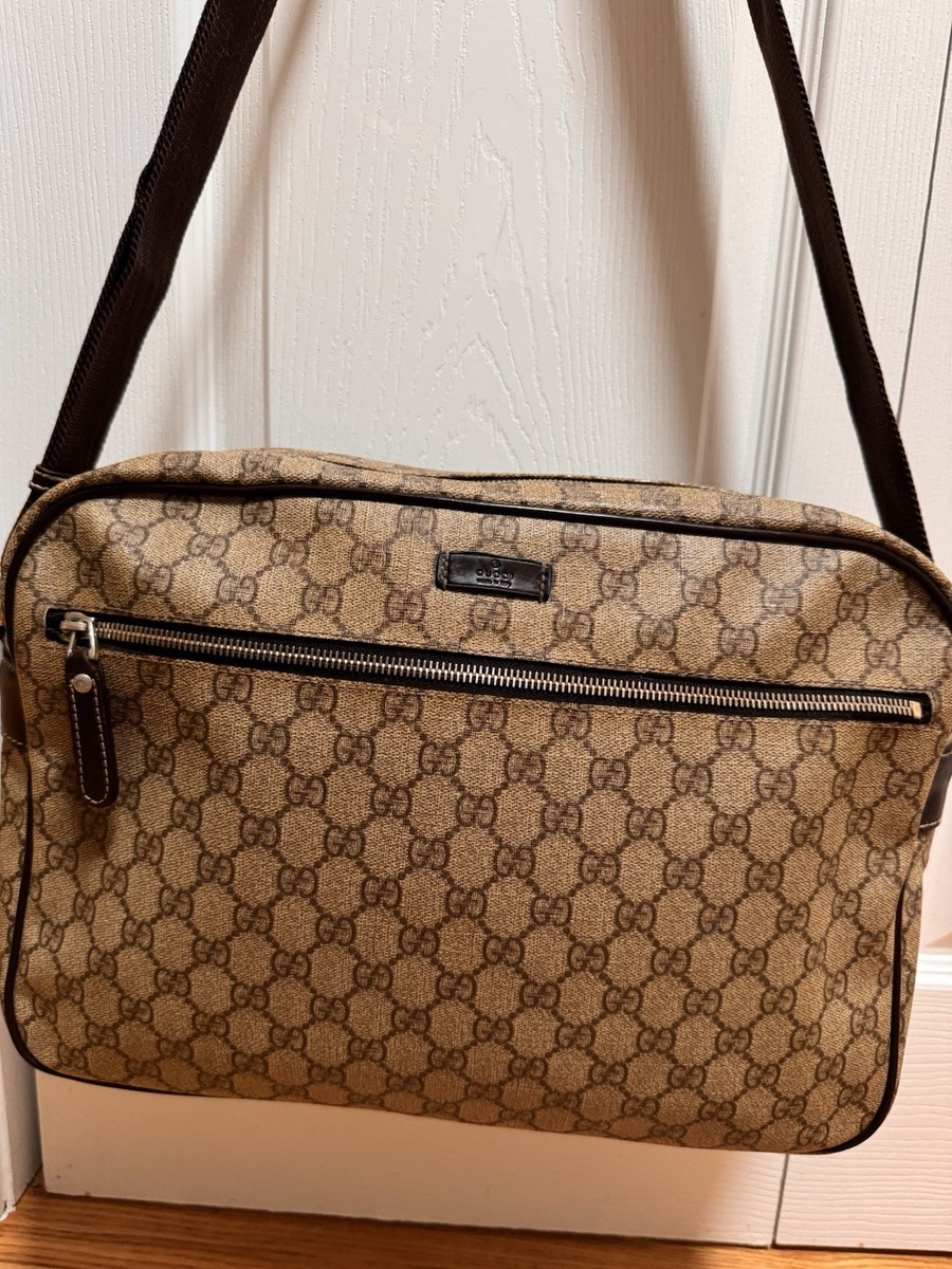 Authentic Gucci GG Canvas Leather Large Cross-bag Shoulder bag