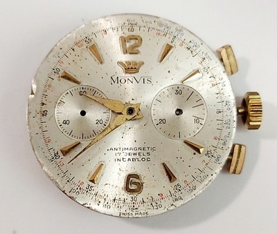 Landeron C48 Monvis  Chronograph Läuft Ersatzteilspender Balance OK für Bastler 