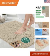 Sand 24x17 Chenille Bath Mat - Soft, Absorbent, Quick Dry Solution for Bathrooms