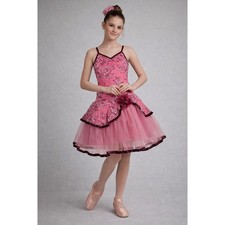 Weissman Pink Dance Costume SA Small Adult Girl Sequined Tulle Performance Dress