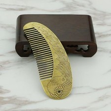 Vintage brass handmade anti-static peacock pattern women's comb