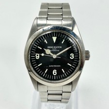 ZENO-WATCH BASEL Automatic Winding Silver Black Dome Men's Working Auth Rare
