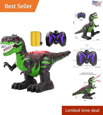 RC T-rex Dinosaur Toy with Light & Sound, 360° Stunt, Rechargeable for Ages 3-8