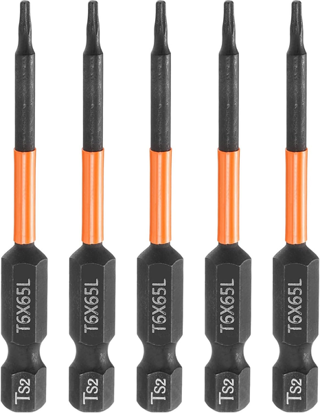 "5 StüCk T6 Torx Bit Schraubendreher Bit Set 65Mm Lang 1/4\" Magnetisch Sechskants"-image