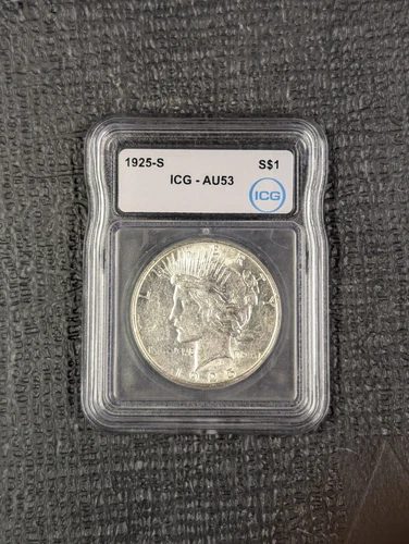 1925-S Peace Silver Dollar $1 ICG White Label AU53 - Original Well Struck Coin