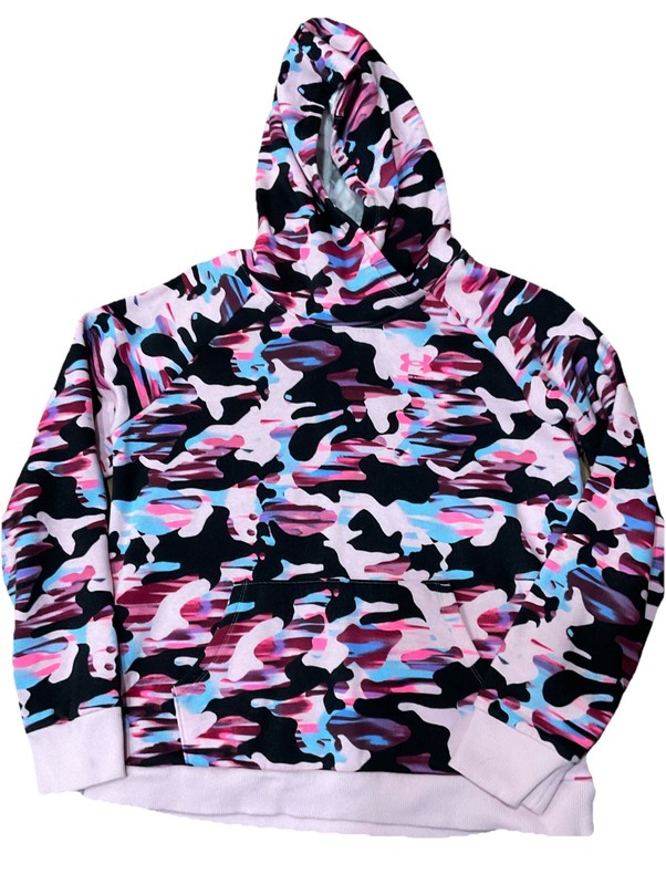 Under Armour Girls Youth Hoodie Sweatshirt Loose Fit Pink Camo YXL