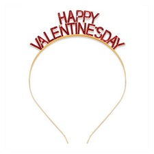 Valentines Day Headbands Women Enamel HAPPY VALENTINES DAY Hairbands Red