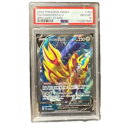 2022 POKEMON SWORD & SHIELD BRILLIANT STARS #163 FA/ZAMAZENTA V (PSA 10!)