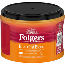 Folgers Breakfast Blend Ground Coffee, Mild Roast,22.6 oz Canister Free Shipping