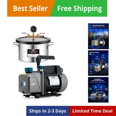 #ad #ad 5 Gal Vacuum Chamber with Pump Kit 3.5 cfm Vacuum Pump and Chamber Kit with ... $247.39