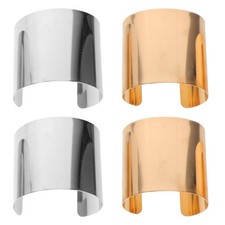 2 PCS Metal Opening Bracelet Bangle Bracelets for Women Grooved Wide Cuff
