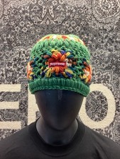 Supreme Green Crochet Beanie SS25