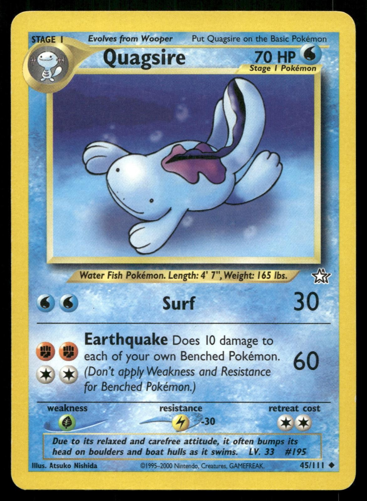Quagsire 45/111 Uncommon Neo Genesis Pokemon Unlimited Lightly Played