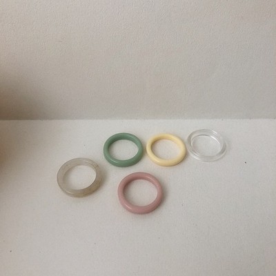 Geometric Round Ring Transparent Tortoiseshell Ring Candy Color Sweet 1Pcs INS ๑