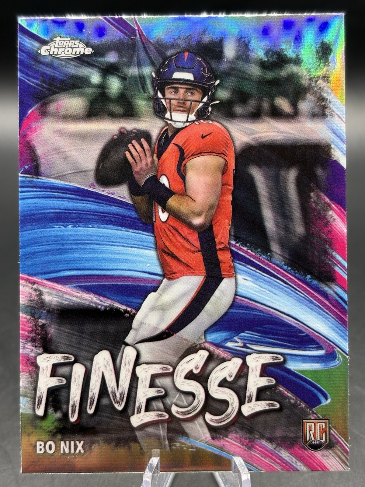 2024 Topps Chrome #F-4 Bo Nix Finesse Refractor (RC)