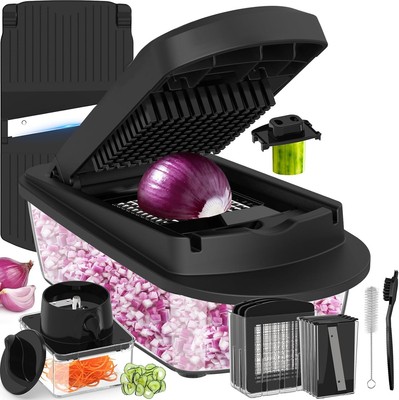 12-Blade Vegetable Chopper Mandoline Slicer with Container