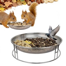 13-Inch Ground Bird Feeder, Stainless Steel Ground Feeding Platform for Wild ...