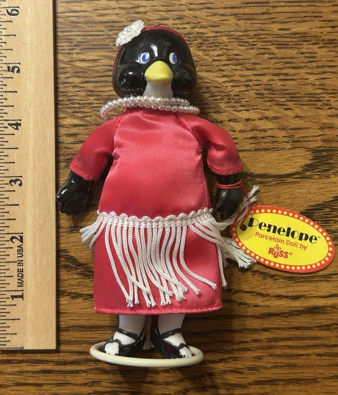 Penelope Penguin Russ Porcelain Doll 5 1/4” EUC