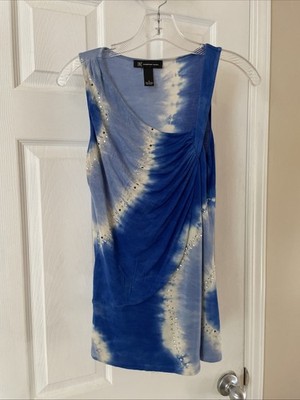 INC International Concepts Women Pretty Blue Sleeveless Blouse Sz S sparkle