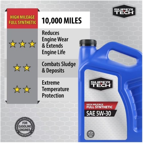 (2 pack) Super Tech High Mileage Full Synthetic SAE 5W-30 Motor Oil, 5 Quarts - Picture 6 of 10