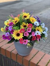 Large Colourful Artificial Garden Planter Pot Tub Patio Flowers Outdoor Plants