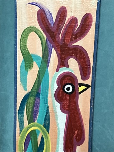 Original NOR Mermaid Paintings Florida Folk Art On Wood - Rooster Orange - Picture 2 of 3