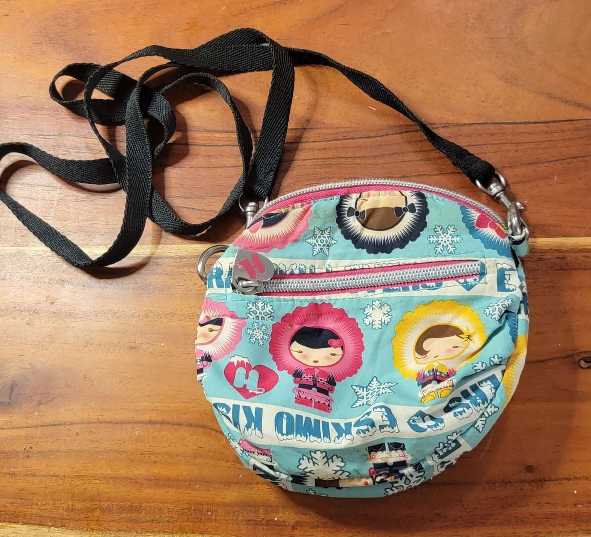 HARAJUKU LOVERS Eskimo Kisses Print Backpack w/Heart Mirror Bag Charm Snowflakes Harajuku Lovers Exterior Bags & Handbags for Women for sale  main image 2