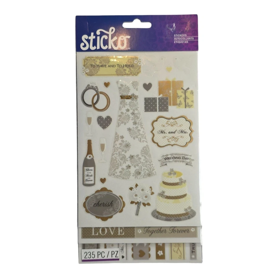 Sticko Wedding Flip Pack 235-Piece Sticker Pack Scrapbooking Decals 52-60123 NIP - Image 2 of 4