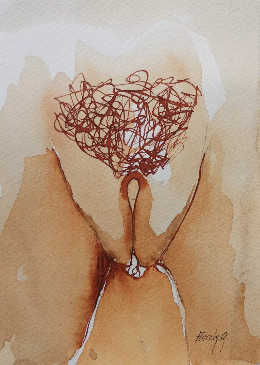 YONI VULVA ART DRAWING Ink Watercolor Beautiful Vagina Vulva Positive  Diversity | eBay