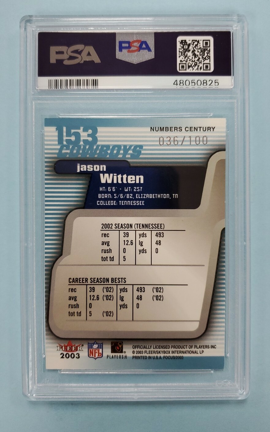 Real Rc Card Numbers 2003 Fleer Focus - Future Focus Jason Witten #153 Century Numbers /100 ...