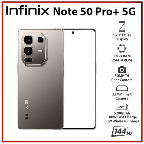 Infinix Note 50 Pro+ Plus 5G GREY 12GB+256GB Dual SIM Android Cell Phone - 第 1/3 張圖片