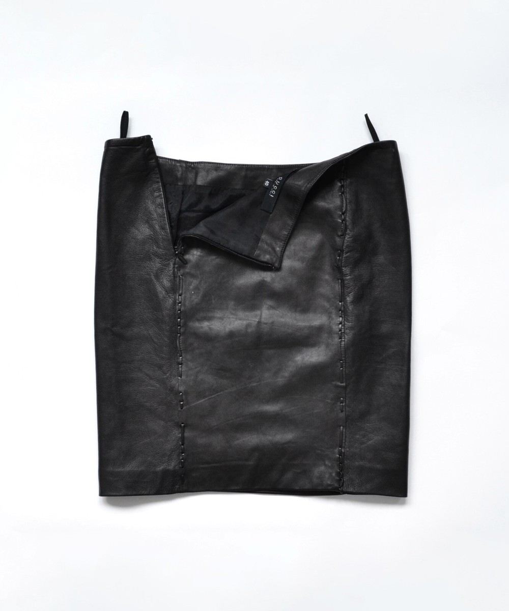 Vintage Womens GUCCI Skirt Mini Strap Black Leather Size IT 40 by