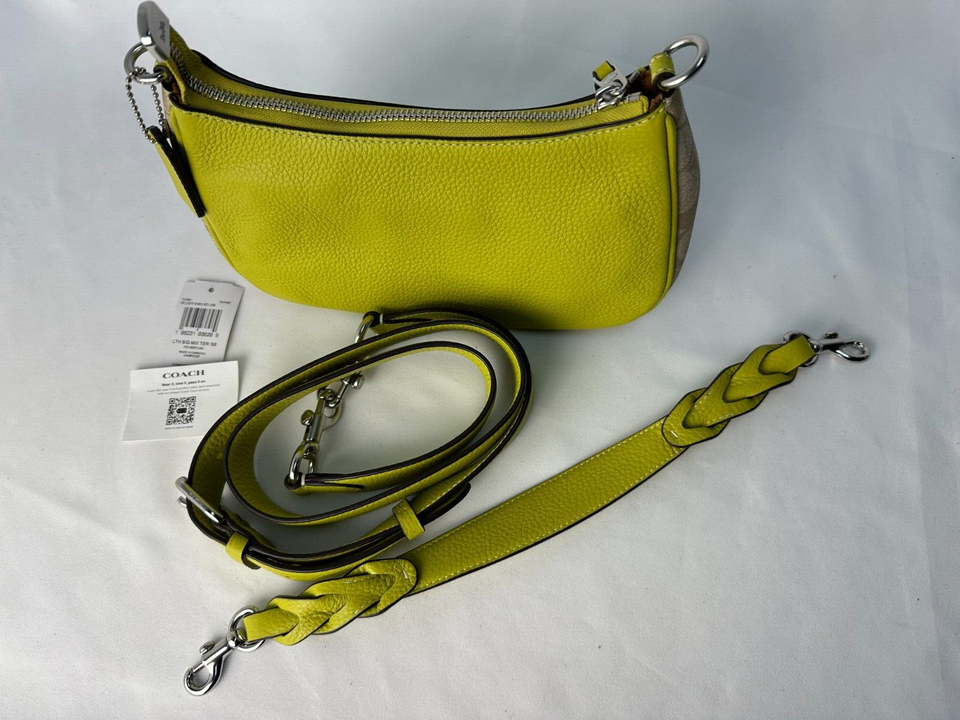 Coach CJ590 Teri Shoulder Crossbody Bag Khaki Signature Canvas Key Lime