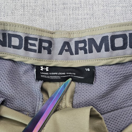 Under Armour Golf Shorts Boys Size 16 Khaki Chino 10” Inseam - Picture 4 of 12