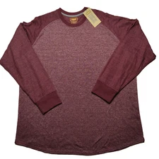 Foundry Men BIG 2XL Burgundy Jaspe Long Sleeve Raglan Baseball Shirt NEW