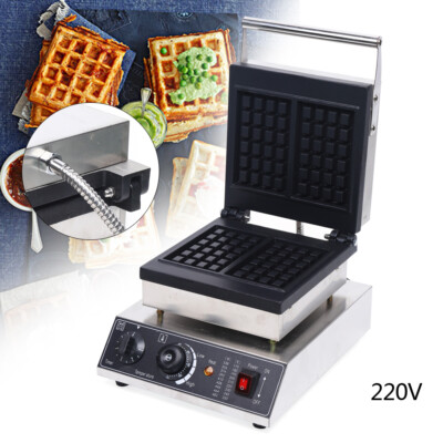 Commercial Electric Waffle Maker Stainless Steel Square Non-stick Waffle Baker