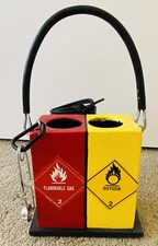 Portable Mapp Gas/Oxygen Tank Dual Bottle Holder Carrier Torch Hoses Regulators