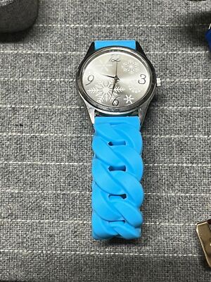 Snowflake Fun Blue Rubber Band Quartz Ladies Watch