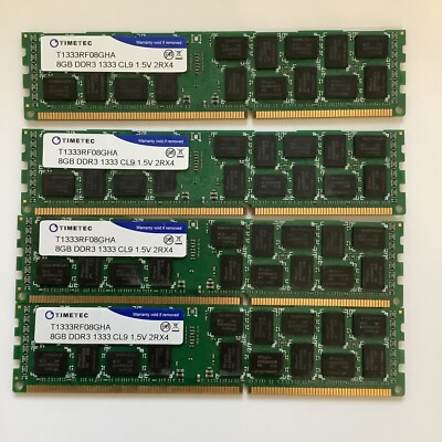 Lot Of TIMETEC 8GB DDR3 T1333RF08GHA 2RX4 RAM Previously Owned