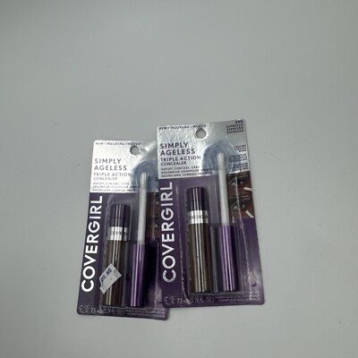 Lot Of 2 Covergirl Simply Ageless Triple Action Concealer 390 Espresso 0.24 Oz