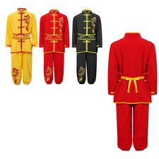 Kids Boys Top And Pants Dragon Tai Chi Outfit Dress Up Kung Fu Suit Exercise