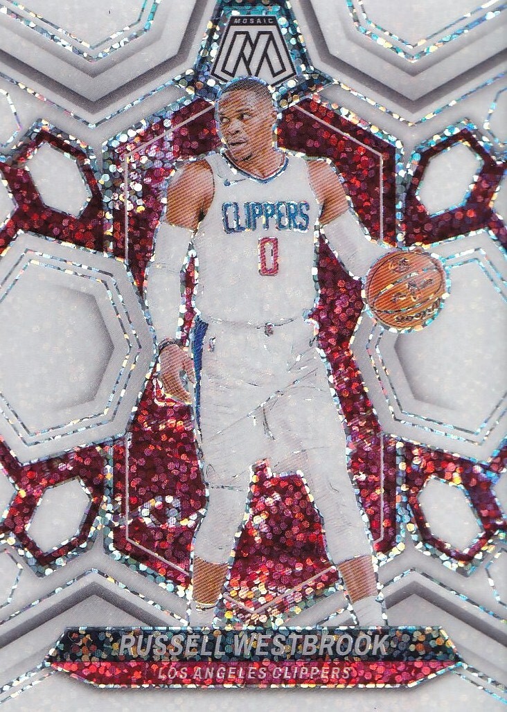 Russell Westbrook 2023-24 Panini Mosaic White Sparkle Prizm SSP #19 Clippers