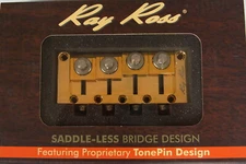 RAY ROSS Saddle-Less 4 String Bass Bridge, Gold  RRB4G