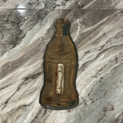 Vintage 1950 s Coca-Cola Advertising Tin Thermometer Soda Bottle
