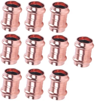EZ-FLUID 10) 1/2" Press Coupling Propress Press Copper Fittings with Roll Pipe Tube Stop