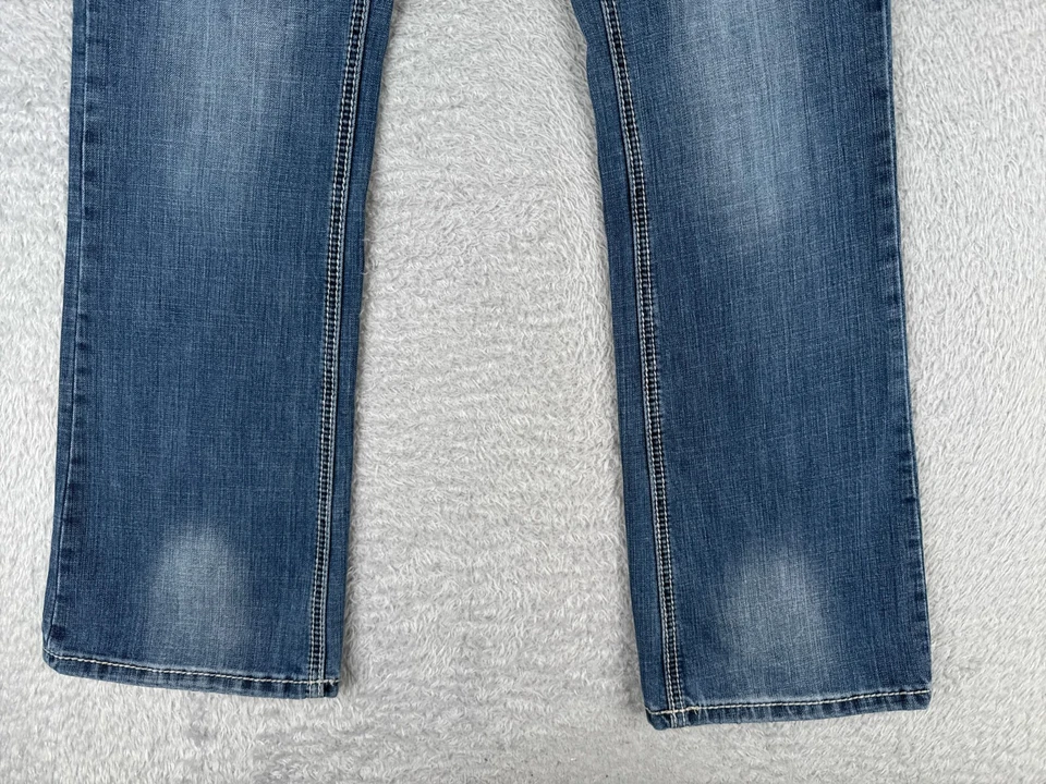 Cowgirl Up Pants Women 29 Blue Denim Jean Bootcut Low Rise Distressed 29x30 - Image 2 of 4