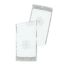 Vickerman L18708 White 14 x 90 in. Banded Snowflake Table Runner