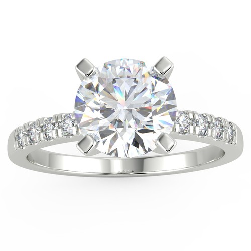 Round Diamond Engagement Ring Pave 1.15 Ct VS1 E 14ct White Gold - Picture 3 of 6